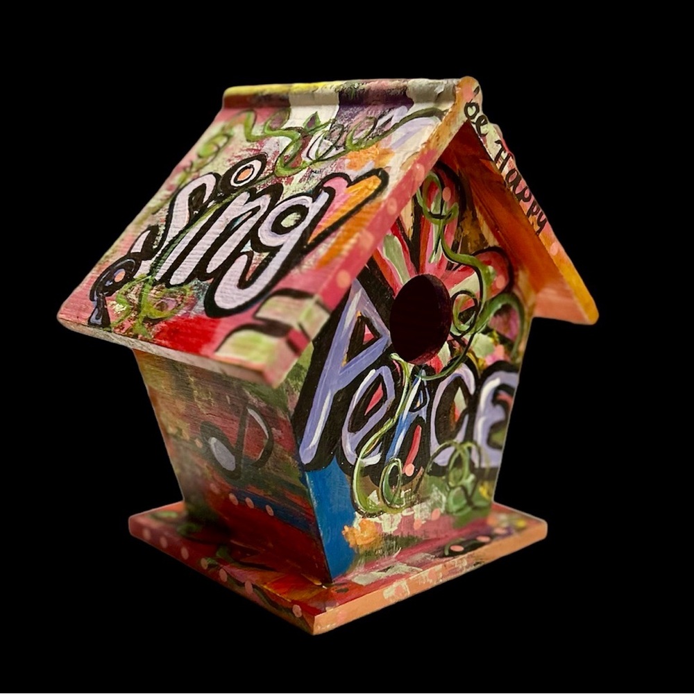 Hand-Painted Graffiti Bird House